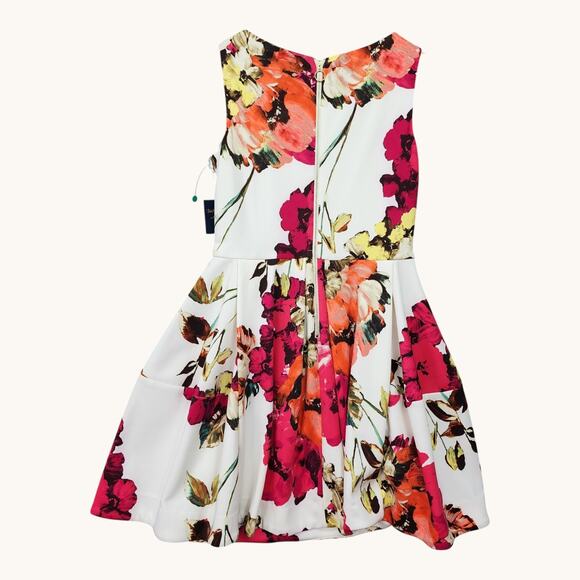 Just Taylor Floral Dress Women 8 NWT Pleated Pockets Gold Zipper Party Flawed - Picture 3 of 14